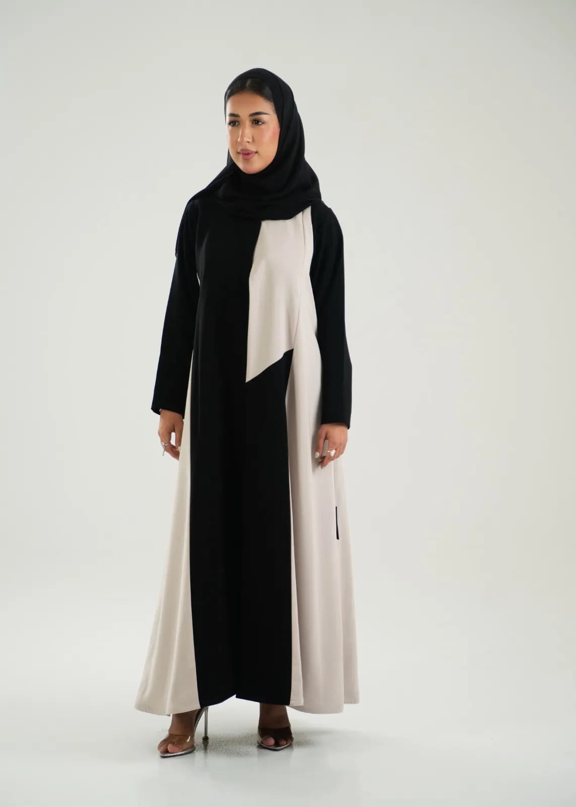 عباية سادة بتصميم ثنائي اللون - 5